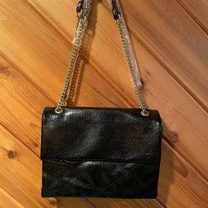 Black Fold-over crossbody bag